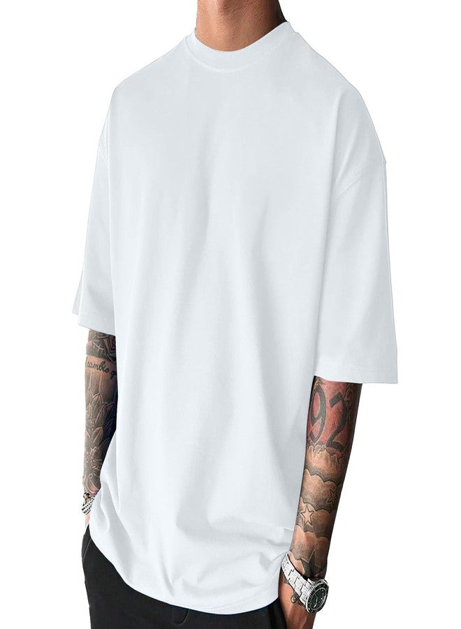 Opomelo Men's Fashion Oversized Tshirts Workout Short Sleeve T-Shirt Dry Fit Lightweight Crewneck Tee Tops White - Image 1